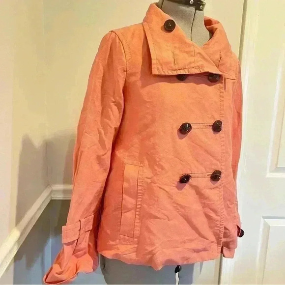 Zara Short Trench Coat Jacket Orange Medium Good Condition made in Spain - Picture 2 of 7